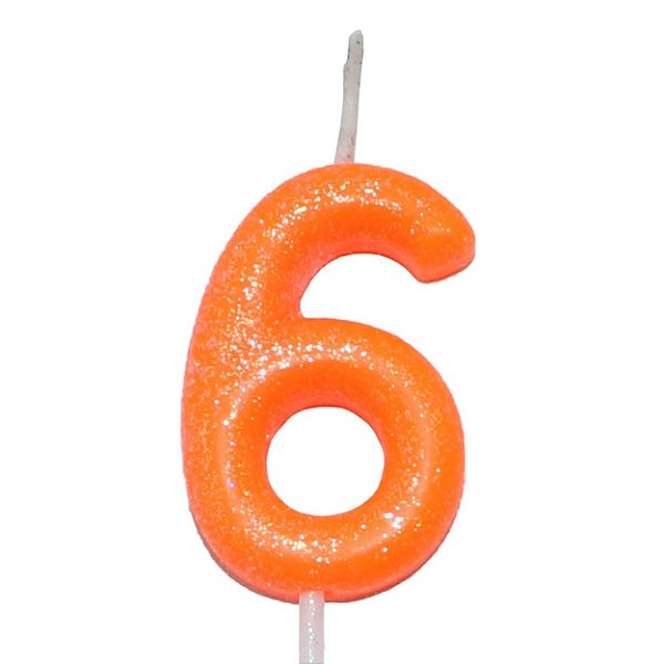 Vela Laranja Neon Número 6