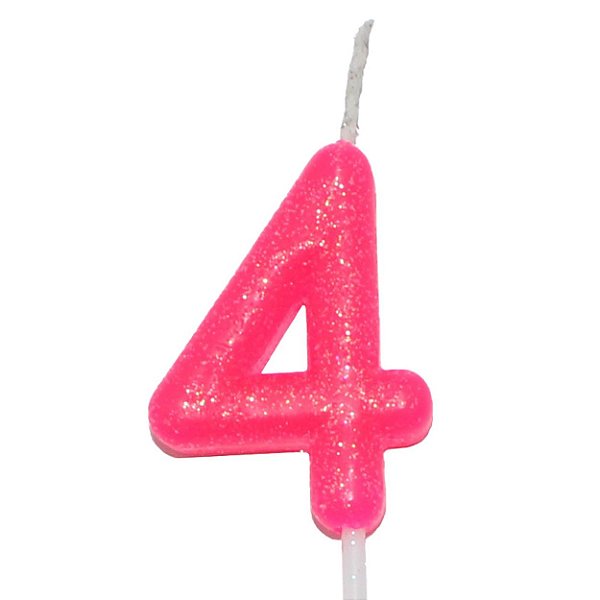 Vela Rosa Neon Número 4