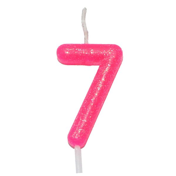 Vela Rosa Neon Número 7