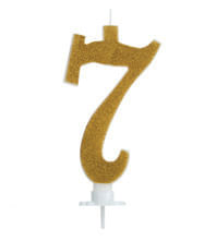 Vela Grande Glitter Dourada Número 7