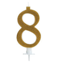 Vela Grande Glitter Dourada Número 8