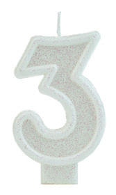 Vela Glitter Basic Branca Número 3