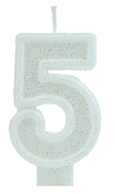Vela Glitter Basic Branca Número 5