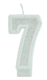 Vela Glitter Basic Branca Número 7