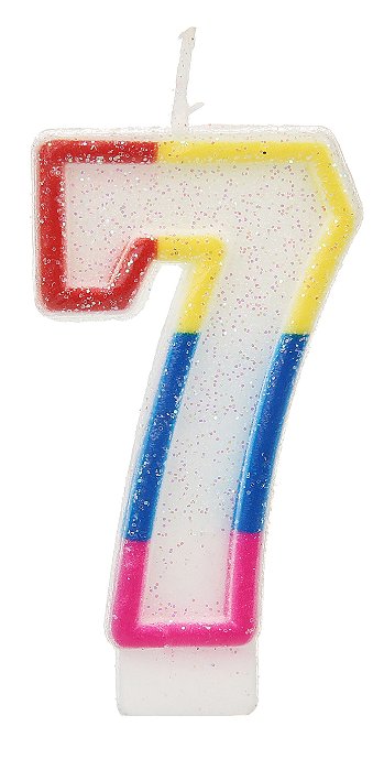 Vela Glitter Basic Colorida Número 7