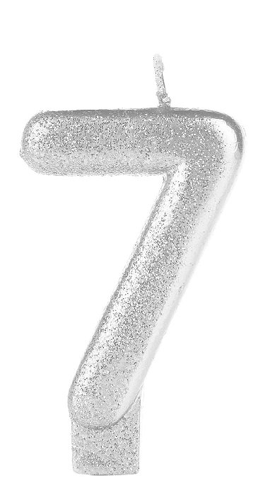 Vela Branca Glitter Número 7