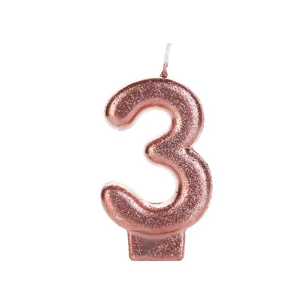 Vela Bronze Glitter Número 3