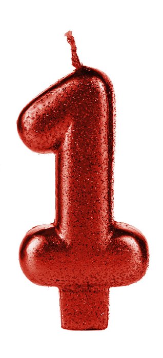 Vela Vermelha Glitter Número 1