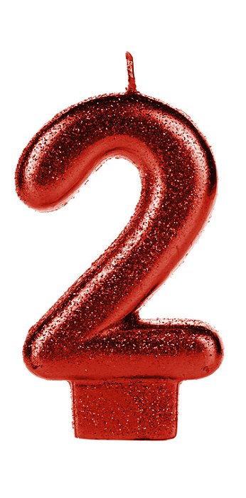 Vela Vermelha Glitter Número 2