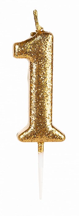 Vela Pequena Dourada Glitter 1