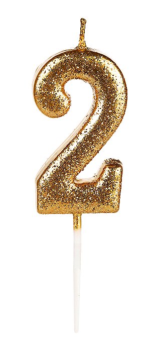 Vela Pequena Dourada Glitter 2