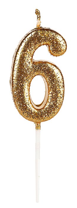 Vela Pequena Dourada Glitter 6