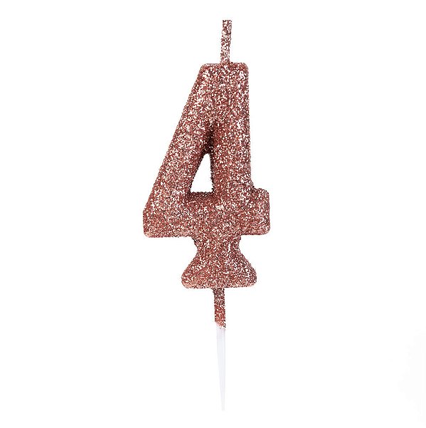 Vela Pequena Rosê Gold Glitter 4