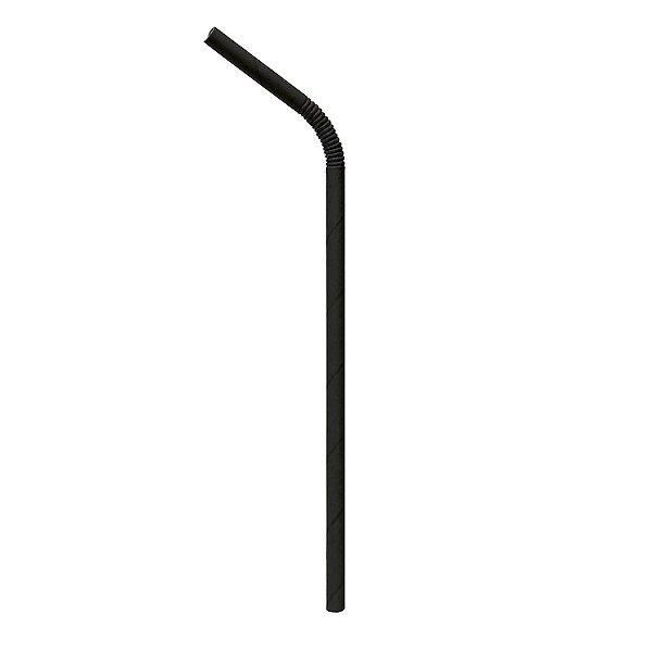 Canudo de Papel Sanfonado Preto 20 cm - 20 Un