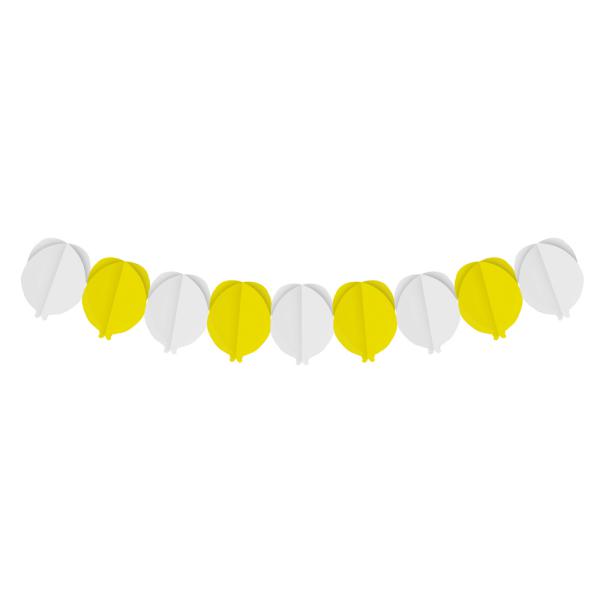 Faixa Decorativa Balão 3D Branco e Amarelo 3,60m - 1 Un