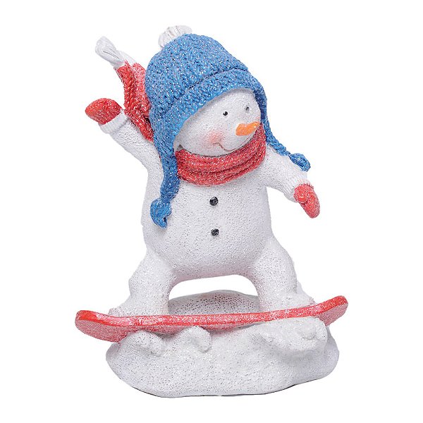 Boneco Neve em Snow Board Branco e Vermelho e Azul