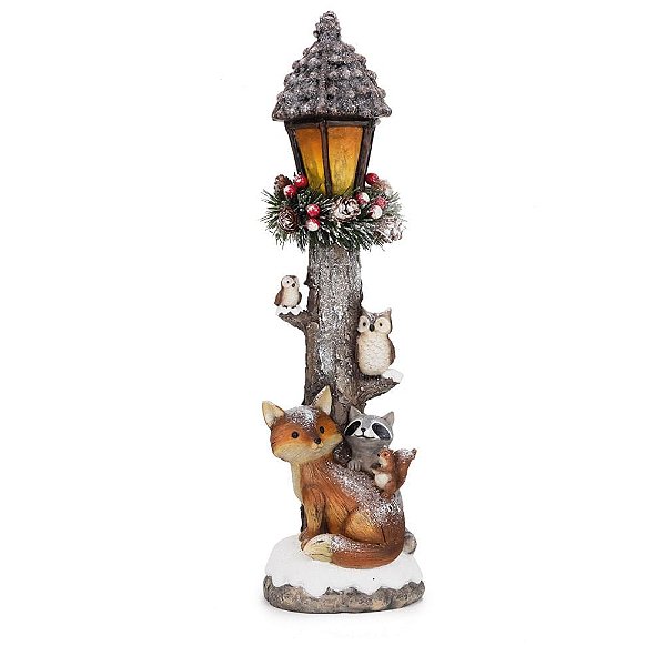 Poste de Luz Decorativo com Guirlanda e Animais