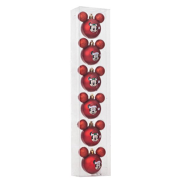 Bola Mickey e Minnie Vermelho 6cm - 6 Un