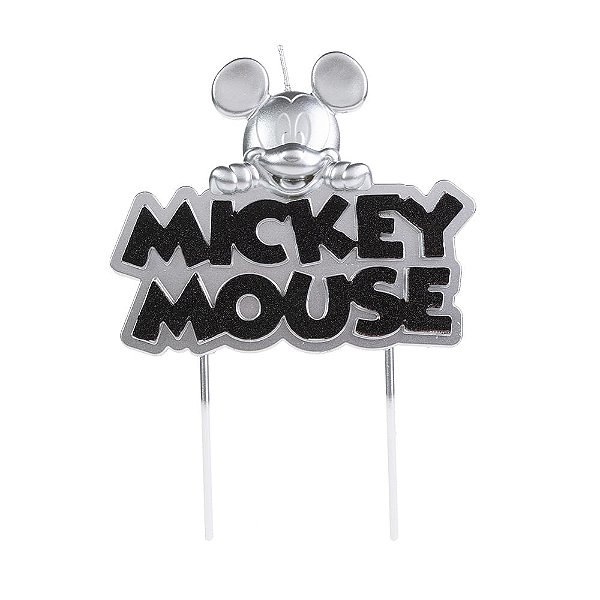 Vela Mickey Mouse Metalizada Prata