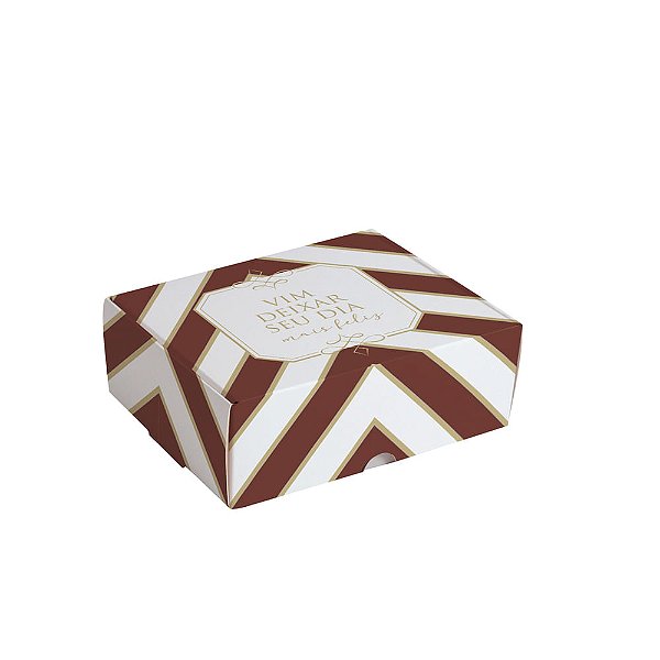 Caixas Para 8 Brigadeiros Chevron Colorido 17x10,6x4,5cm - 10 Un