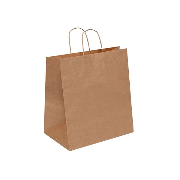Sacola de Papel Linha Delivery Pardo G 34x31x19cm - 10 Un