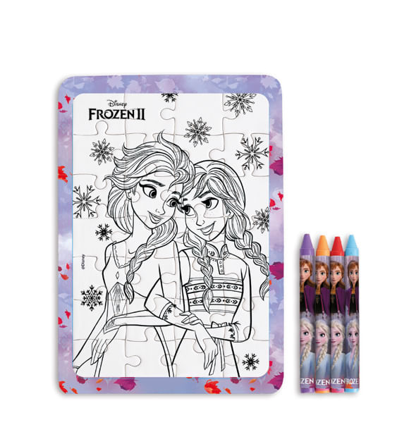 Lembrancinha Licenciada - Quebra-cabeça com Giz de Cera Frozen - 1 Un