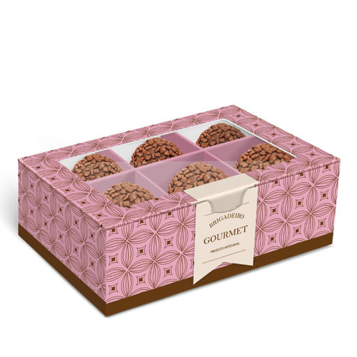 Caixa Para 6 Brigadeiros Gourmet Pink 12,5x8,5x4,5cm - 10 Un