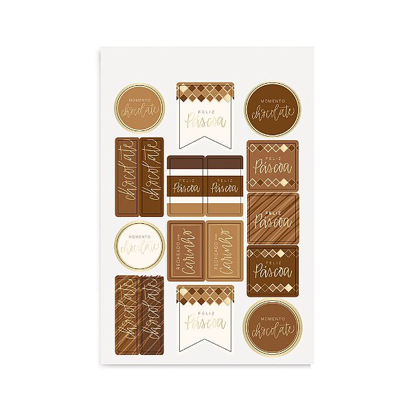 Cartela Adesiva Tons de Chocolate com 34 Un