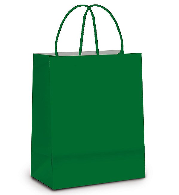 Sacola Papel Verde Escuro G 32X26,5X13 - 10 Un