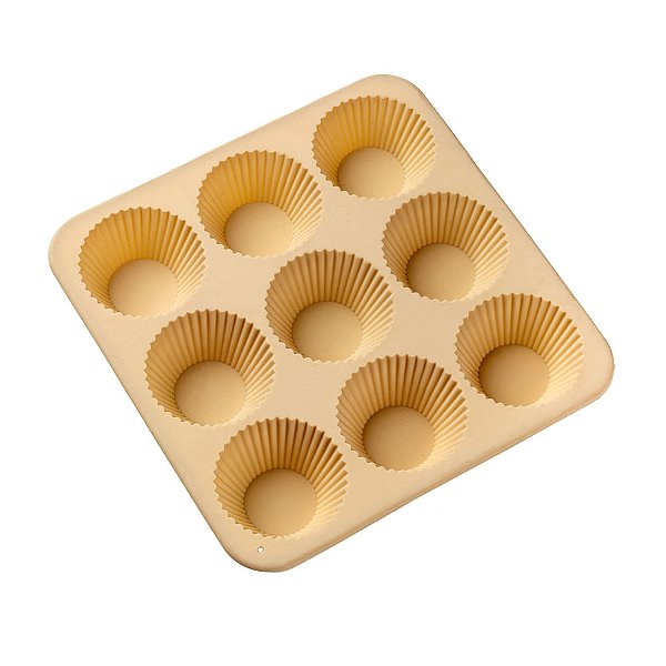 Forma de Silicone 21X21X3cm Colors Cupcake 9 Cavidades Bege - Cromus Allonsy
