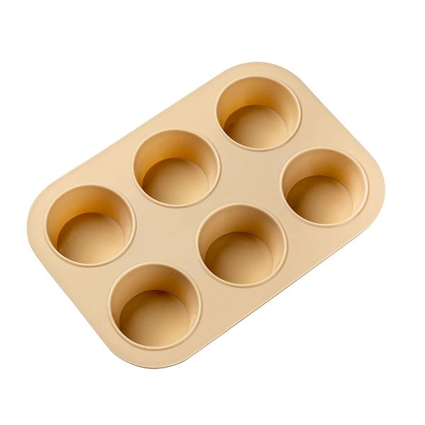 Forma de Silicone 25X17,2X3,5cm Colors Redondo 6 Cavidades Bege - Cromus Allonsy