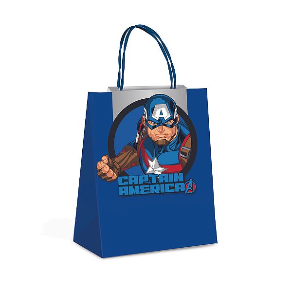 Sacola Papel com Fecha Capitao America P 21,5X15X8