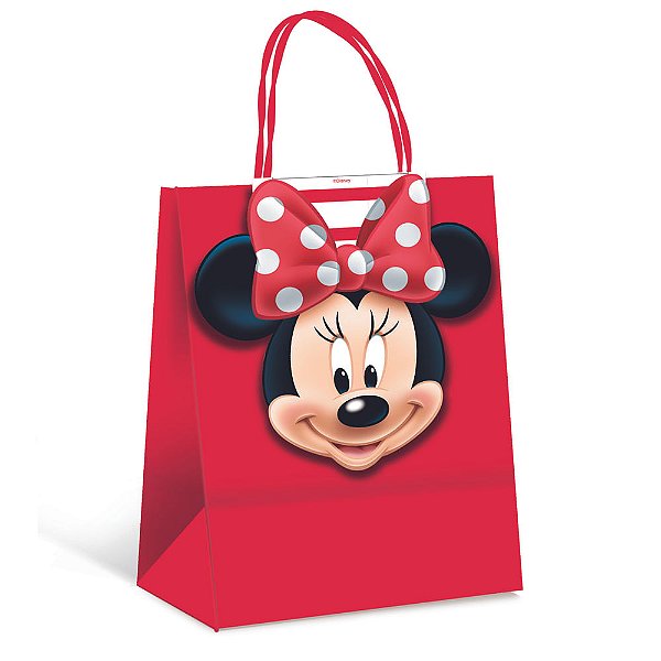 Sacola Papel com Fecha Minnie Mouse Joy P 21,5X15X8
