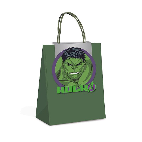Sacola Papel com Fechamento Hulk M 26X19,5X9,5