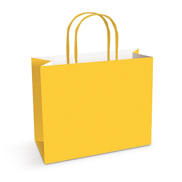 Sacola Papel Horizontal Amarelo Gema G 28X38X12