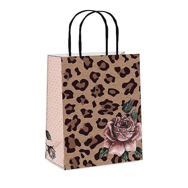 Sacola Papel Leopardo P 21,5X15X8