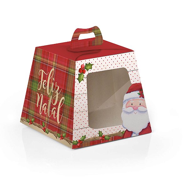 Caixa Para Panetone com Visor Noel G 19x19x16,5cm 500g - 10 Un