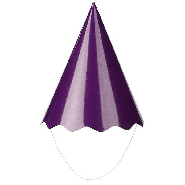 Chapéu Papel Liso Roxo com 8 Un - Silver Plastic - 8 un