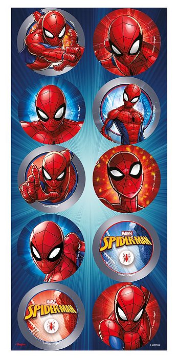 Adesivo Redondo Festa Homem Aranha - 30 unidades - Regina