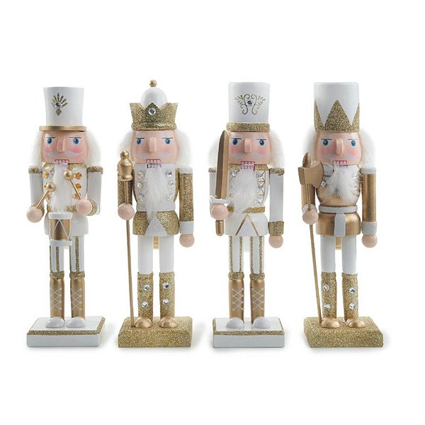 Soldadinho de Chumbo Decorativo Sortido Branco Ouro 25cm - 1 Un