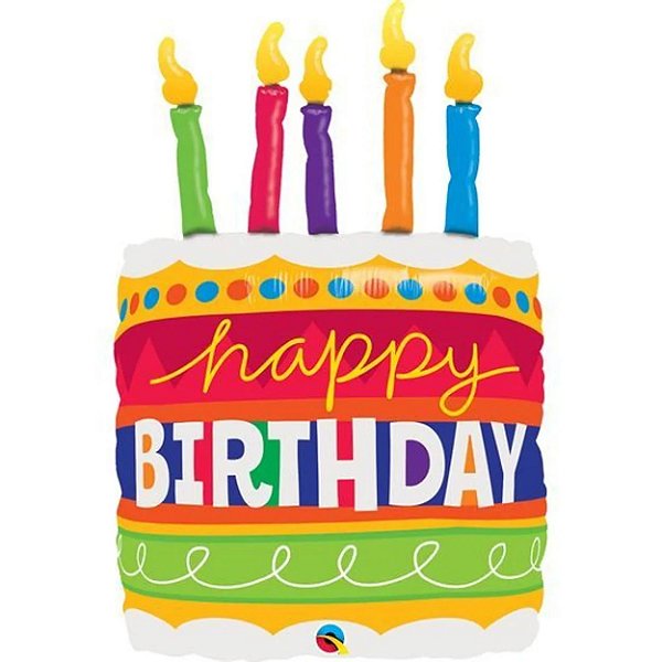 Balão Qualatex 14" - Shape Solto - Birthday-Fatia De Bolo E Vela - 1 Un