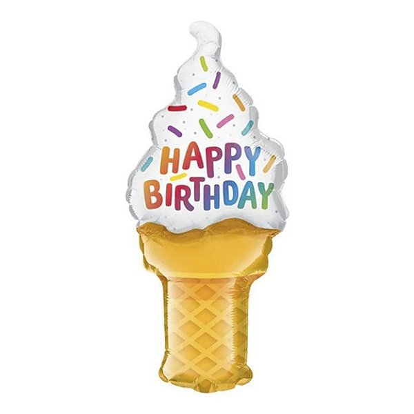 Balão Qualatex 14" - Shape Solto - Birthday-Casquinha Aniversário - 1 Un