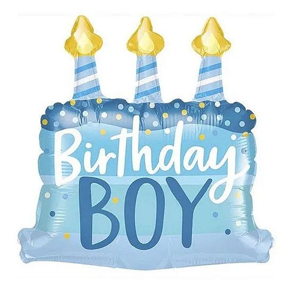 Balão Qualatex 14" - Shape Solto - Birthday Boy-Bolo E Velas - 1 Un