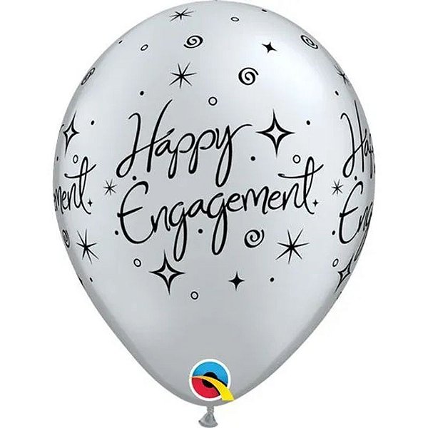 Balão Qualatex 11" - Qx Party Balloon Estampado - Engagement-Brilhos - 6 Un