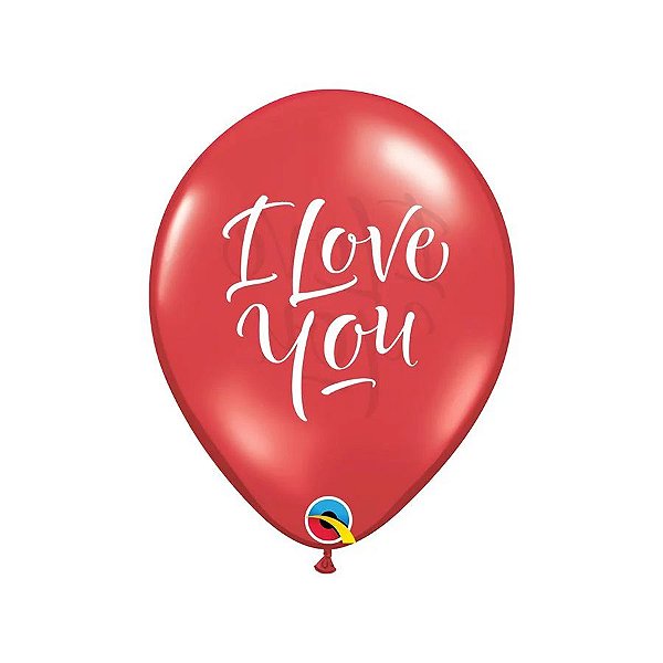 Balão Qualatex 11" - Qx Party Balloon Estampado - I Love You-Letras - 6 Un