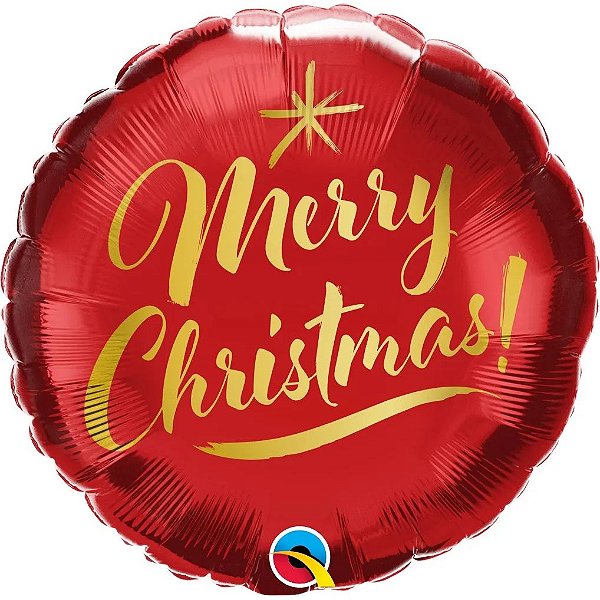 Balão Qualatex 18" - Redondo - Christmas!-Escrita Vermelho - 1 Un