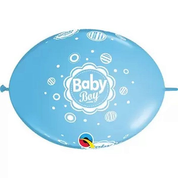 Balão Qualatex 12" - Q-Link Azul Claro - Baby Boy-Pontos - 50 Un