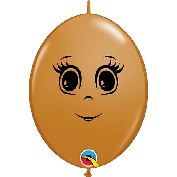 Balão Qualatex 12" - Q-Link Marrom Mocha - Cara Feminina - 50 Un