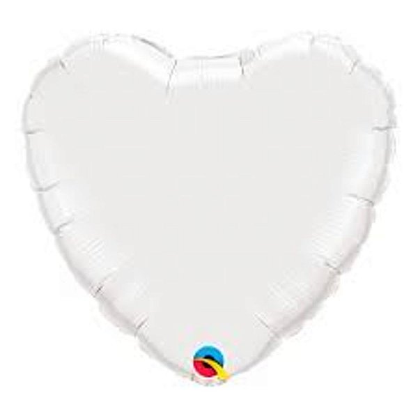 Balão Qualatex 04" - Coração - Branco Metalizado Liso - 1 Un