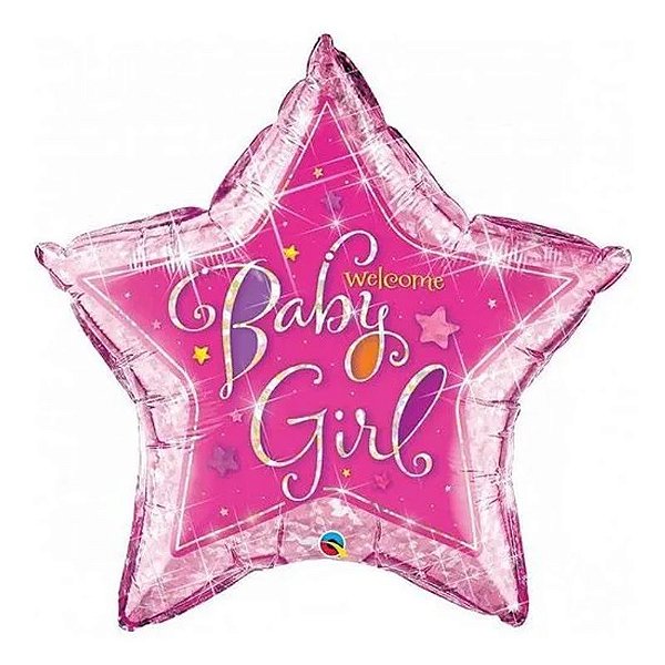 Balão Qualatex 36" - Estrela Hol - Welcome Baby Girl-Estrelas - 1 Un